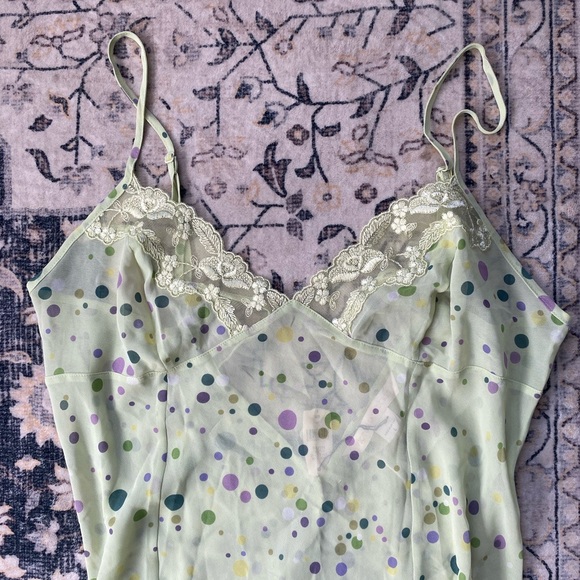 NWT Victoria Secret Sheer Green Polka Dot Slip Dress - Picture 3 of 6